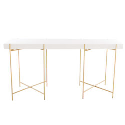 Rectangular crisscross cocktail table - White on Gold