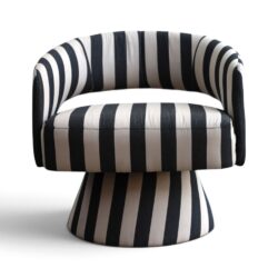 Olga Swivel Occasional Chair - Black and Beige Stripe